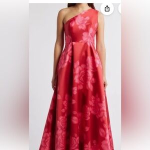 Hutch women’s floral one shoulder satin gown